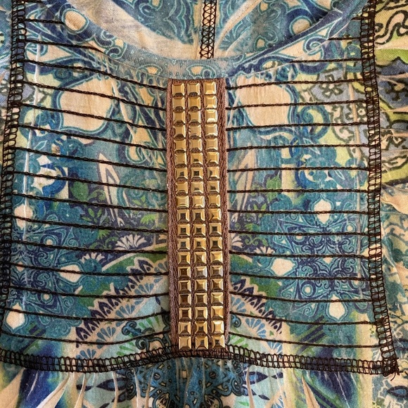 One World Large Paisley Print Butterfly Sleeve Blouse Size Small - Picture 6 of 9